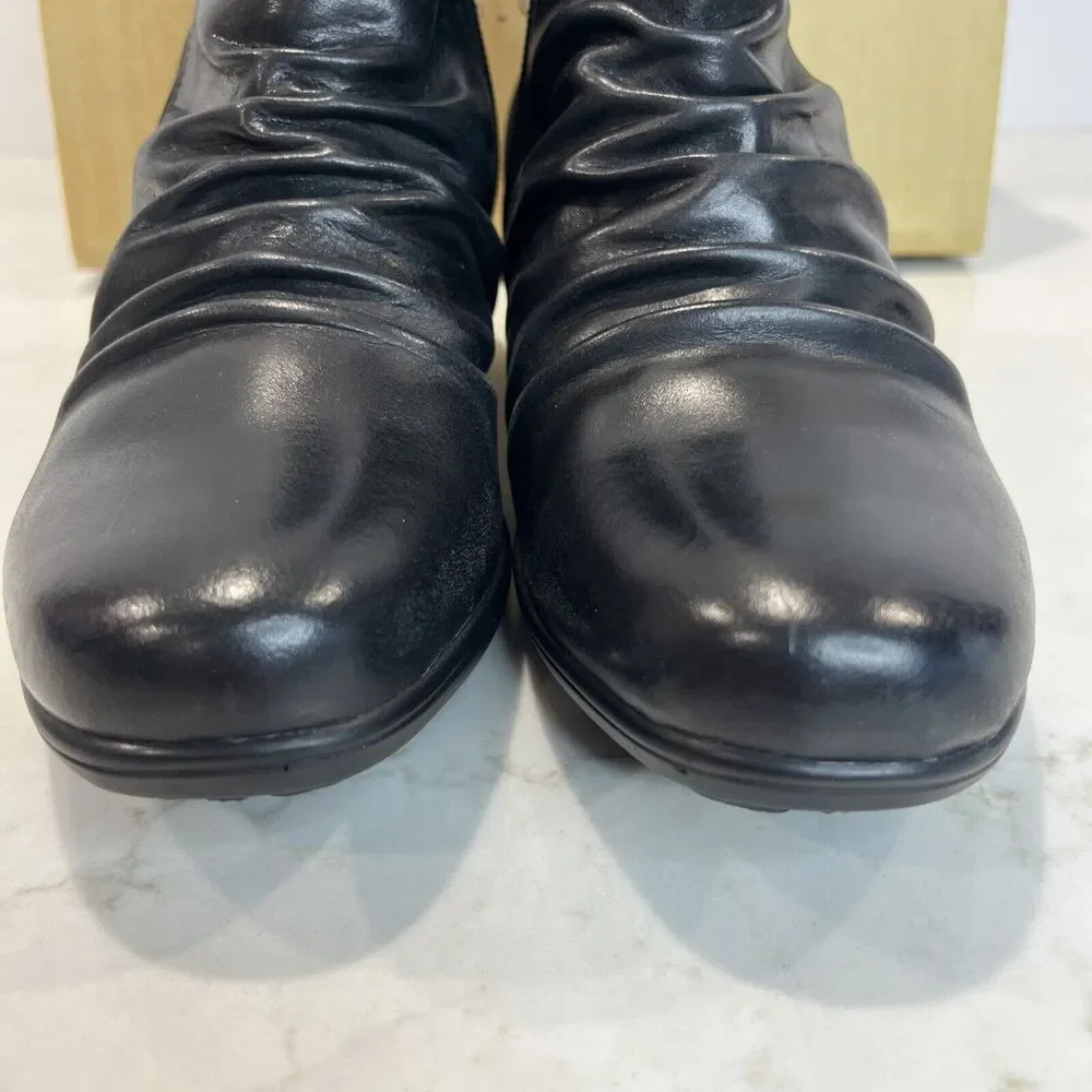 Romika NEW Womens EU36 US‎ 5-5.5 Banja Black Leather Ruched Ankle Boots Comfort